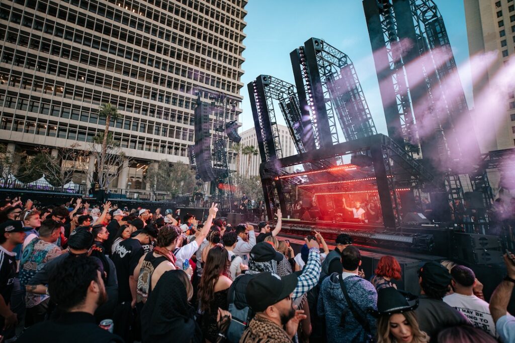 Crowd dancing at Skyline Festival 2026 at Ace Mission Studios in DTLA
