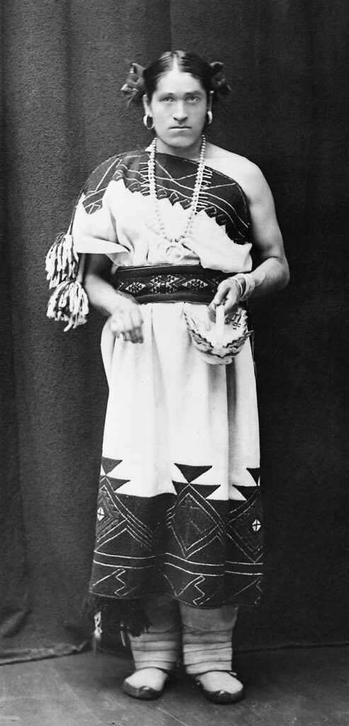 Historical full-length portrait of Zuni cultural ambassador We’wha