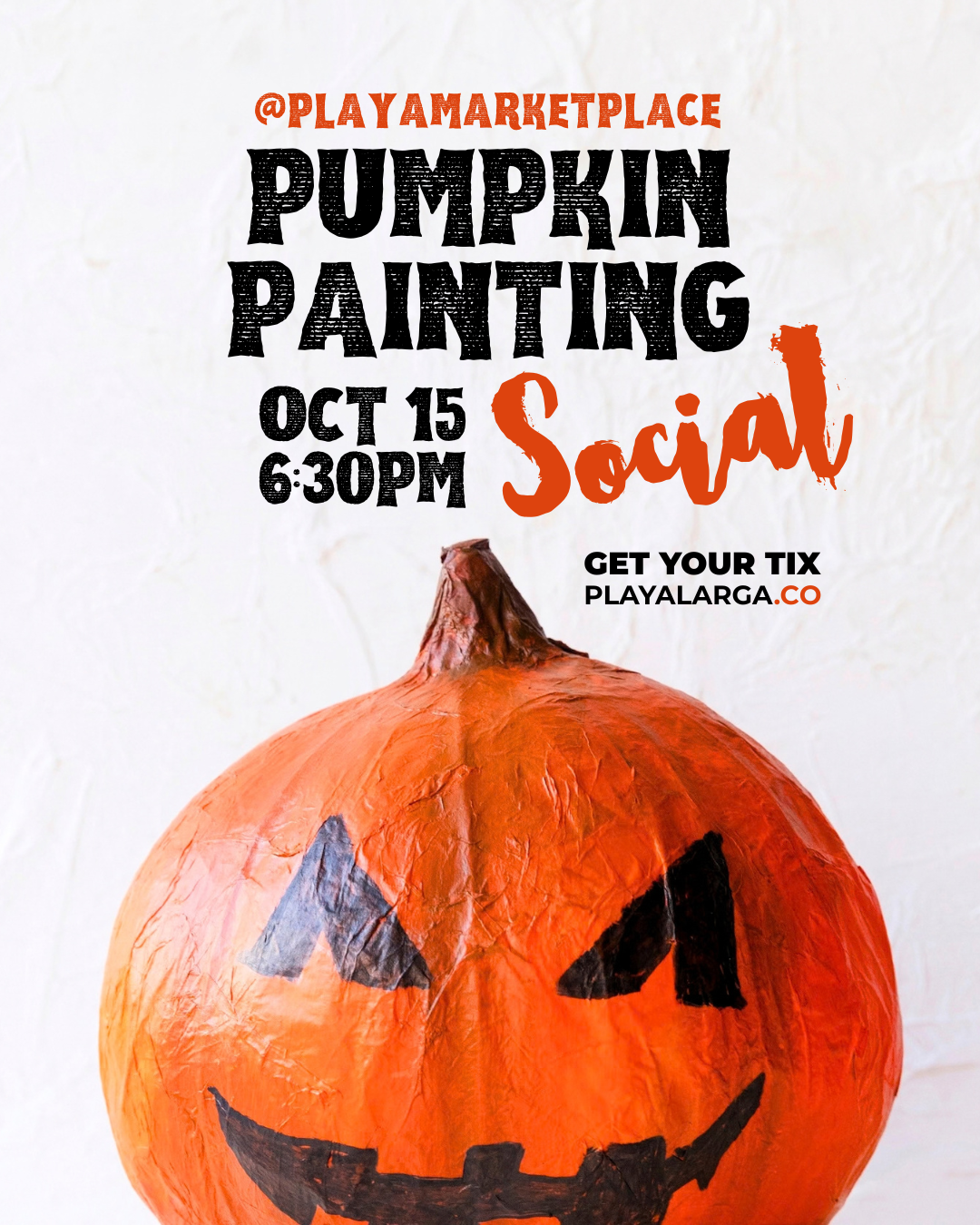 Pumpkin painting social at Playa Market in Long Beach